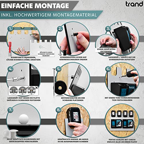 trand Wandhalterung für Makita Akkus (18V & 14,4V) & Ladegeräte – Robuster Akkuhalter für Werkstatt & Garage | Premium Qualität Made in Germany