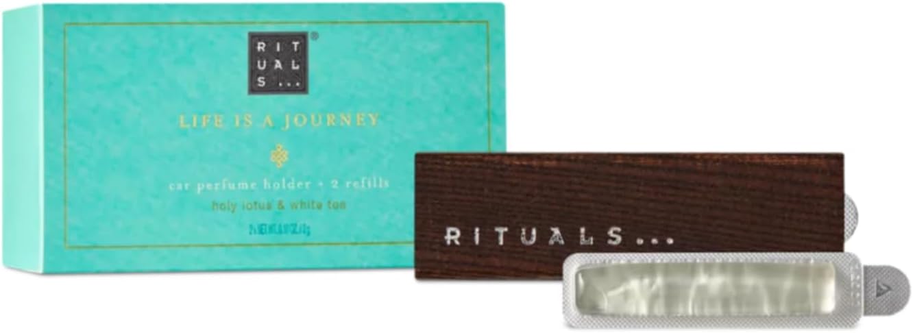 RITUALS The Ritual of Karma Car Air Freshener - with Lotus Flower and White Tea Scent - With Reusable Wooden Holder - 6g