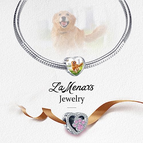 La Menars Personalized Photo Charms Heart Mom Pet Birth Flower Beads Sterling Silver Customize Picture Love Paw Print for Women Bracelets and Necklaces Gifts for Women4