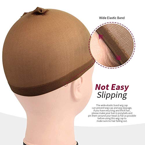image for Larhali Ucrown Wig Caps for Lace Front Wig Brown Stocking Wig Cap for 