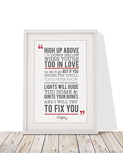 Four Leaf Clover Gift Shop Letra de canción personalizada enmarcada | Coldplay Fix You diseño 2 |...