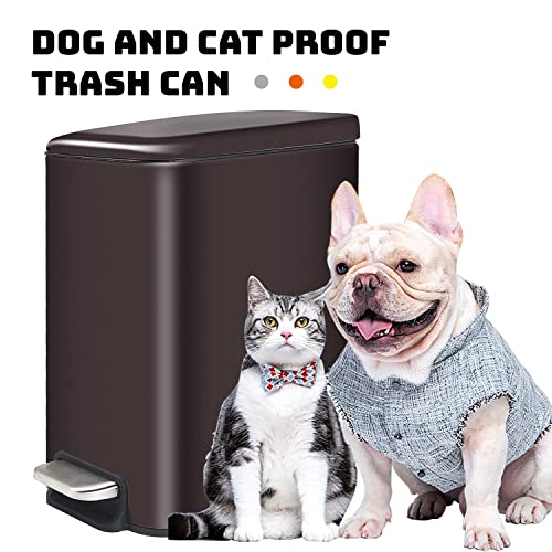 Tmtech 1.3 Gallon/5 Liter Small Trash Can With Lid, Slim Bathroom Step Trash Can With Removable Buckets, Garbage Container Bin For Powder Room, Bedroom, Kitchen, Craft Room, Office - Bronze #TOP2