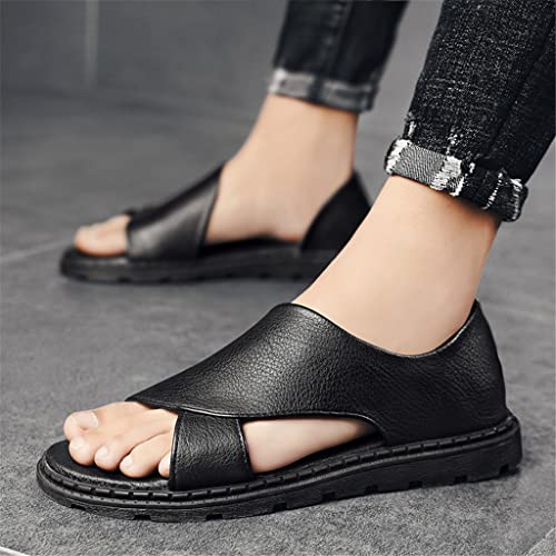 Casual Men Sandals Outdoor Breathable Walking Slippers Male Slides Lightweight Leather Comfortable Men Sandals(D,7.5)4