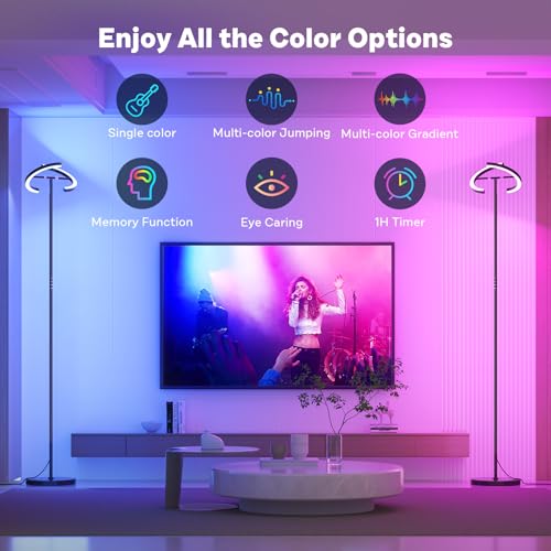 LED Stehlampe Sibrille RGB dimmbar 20W für Wohnzimmer und Büro