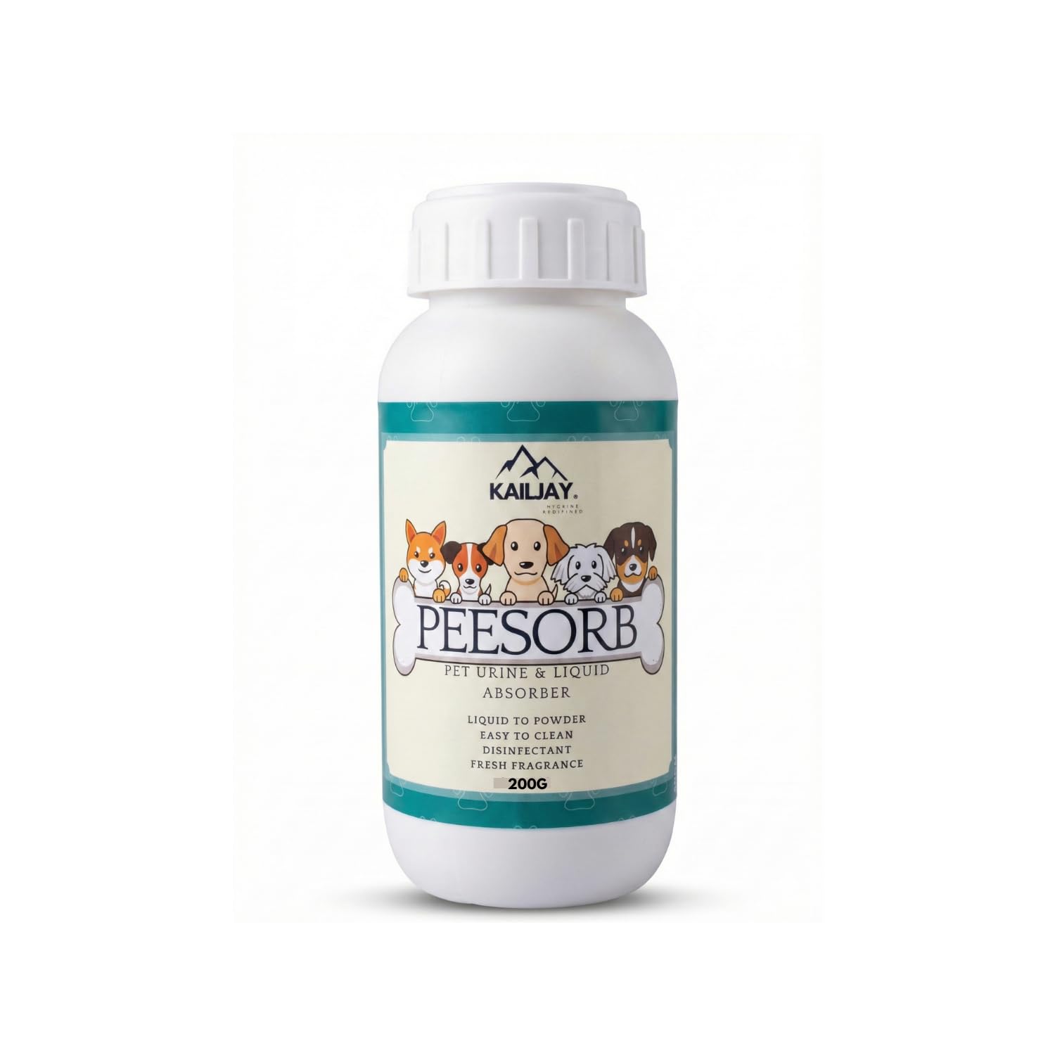 Kailjay peeSORB Pet Urine and Liquid Absorber, Liquid to Powder, Easy to Clean, Disinfectant, Fresh Fragrance, Easy to Use (200G)