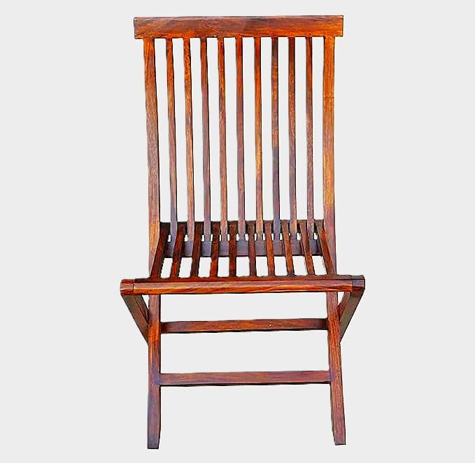 Image of WELL KNOWN Folding Comfort Chair for Living Room Bedroom Hall Home Wooden Furniture for Balcony Garden Indoor Outdoor (Natural Finish) (Brown)