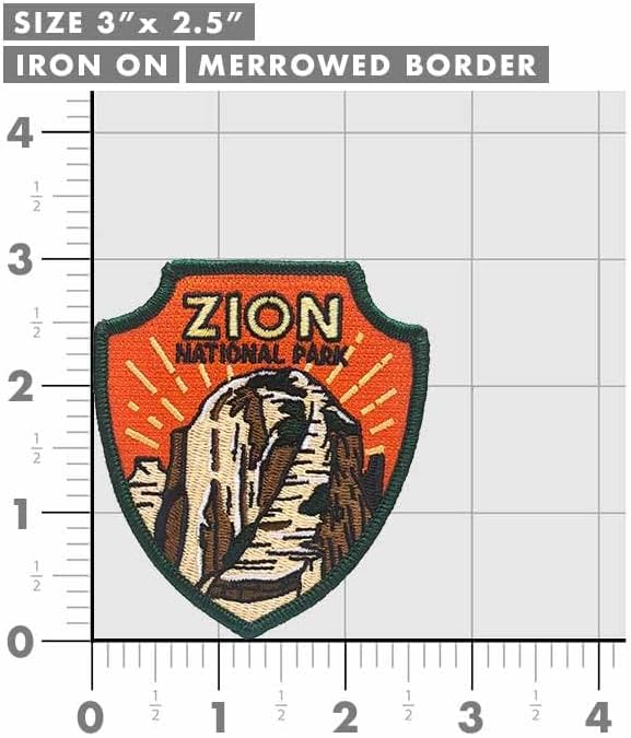Miniatura 3 de Parche bordado termoadhesivo del Parque Nacional Zion, color azul, 3.5 pulgadas de alto x 3.1 pulgadas de ancho