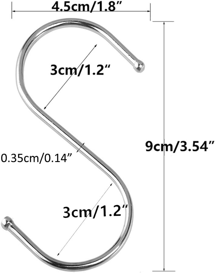 Weekly Top Sale 20PCS Heavy Duty S Shaped Hooks Stainless Steel Hangers for Hanging Plants Clothes Jeans Pan Pots Bags Towels