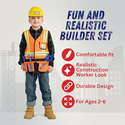 Disfraz niño Trabajador Construcción con Chaleco y Casco miniatura 3