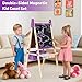 Belleur All-in-One Art Easel for Kids, Adjustable Double Sided Easel for Toddlers with Magnetic Whiteboard & Dry-Erase Chalk Board & Paper Roll, Child Painting Easel for Kid 2-8 Birthday Gift-Purple