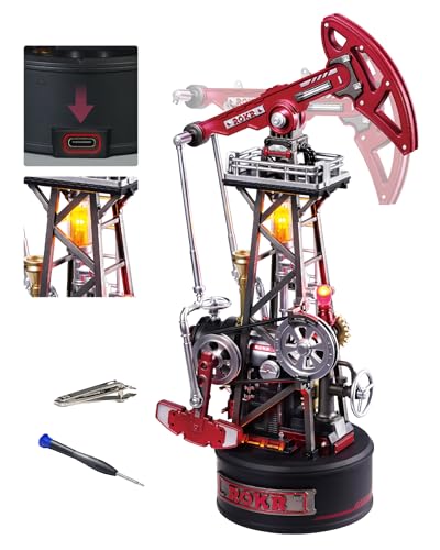 ROKR Puzzle 3D Modelo de Montaje Mecánico, Maquetas para Construir Adultos Plástico Metal, Regalos DIY de Temática Industrial (Oil Pump Jack) CGL03