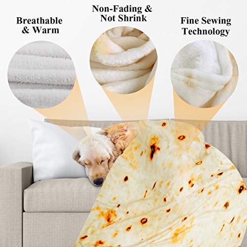 Image of Lhedon Tortilla Blanket Kids 49 Inch Burrito Blanket Soft Flannel | Birthday gifts, boys ages 1-5, kindergarten graduation, taco food theme, funny gifts, cozy throw