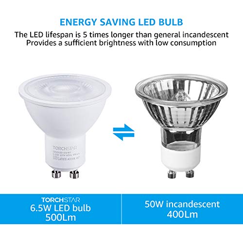 Torchstar Gu10 Led Bulbs Dimmable, 500Lm 50W Halogen Equivalent, 4000K Cool White, 40° Beam Angle Spot Light Bulb For Recessed Lighting Track Lighting, Ul & Energy Star Listed, Pack Of 6 #TOP3