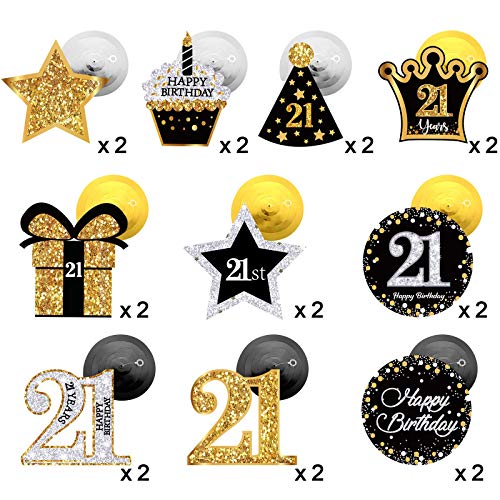 Image of Frienda 30 Pcs 21st Birthday Decorations for Him Black Gold Glitter 21st Birthday Foil Swirls Party Supplies Hanging Swirls Ceiling Decor for Her Men Women 21 Year Old Party Supplies
