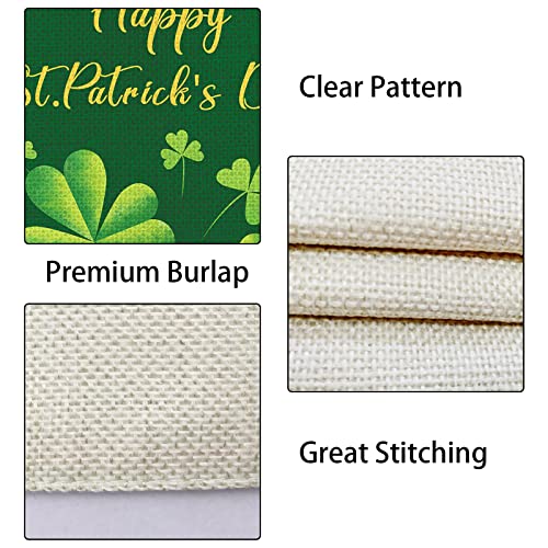 Heyfibro Happy St Patrick's Day Garden Flag 12 X 18 Inch Burlap Spring Flag Double Sided Printed Shamrocks Holiday Flags Happy St. Patrick's Sign For Home Outside Outdoor Decor (Only Flag) #TOP4