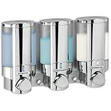 AVIVA Dreifach-Spender für Badezimmer und Dusche, Satin-Silber-Finish, sichere Befestigung - Keine Schrauben erforderlich