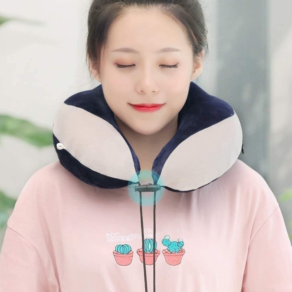 Travel Pillow 100% Memory Foam Neck Pillow for Airplane Head Support Comfortable Comfortable Lightweight for Family Car Airplane