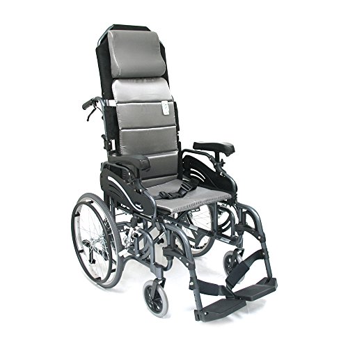 Karman Healthcare VIP515-16 Foldable Tilt in Space, Diamond Black, 20" Rear Wheels and 16" Seat Width