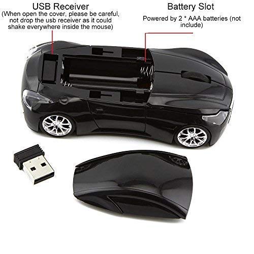 Image of Microware Black Cool Car Shaped Wireless USB 3D Mouse Mice for PC Laptop Notebook