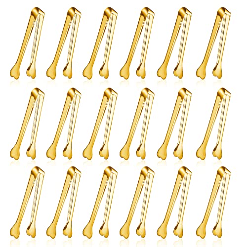 La Mejor Selección de Pinzas para servir espaguetis que Puedes Comprar On-line. 50 Paquete de 18 pinzas para servir pequeñas de alta calidad, mini pinzas para aperitivos de acero inoxidable, 4.33 pulgadas, color dorado
