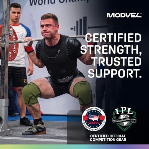 Image of Modvel Strength 7mm Knee Sleeves (Pair) for Weightlifting & Powerlifting (USPA, IPL Approved) | High-Performance Knee Compression Support For Squats, Weight Lifting - Men and Women