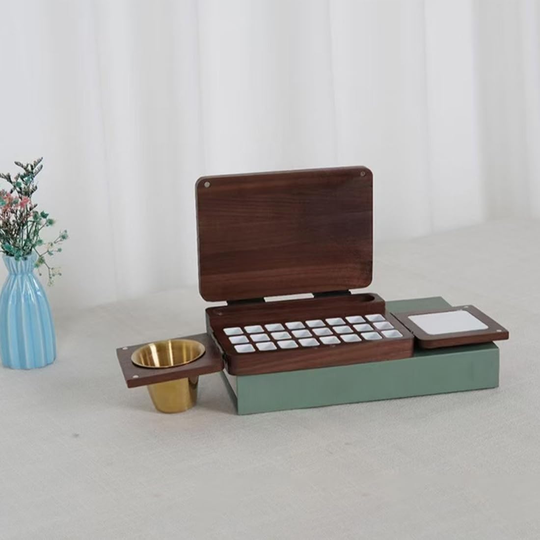 Palette de Peinture Bois Portable avec 24 Godets – Aquarelle Pro