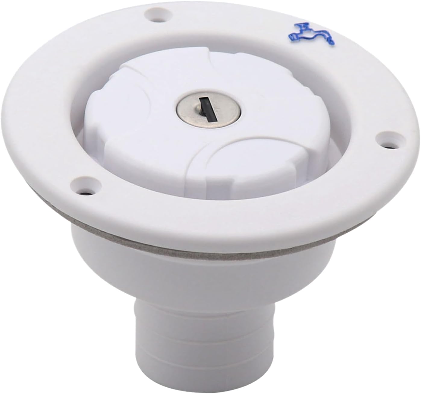 RV Fresh Water Inlet Replacement Hatch Gravity Water Inlet Filler Cap with 2 Keys for RV Tanks Caravan Camper Trailer Motorhomes Parts (White)