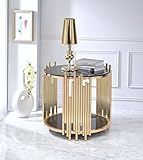 ACME Furniture Tanquin End Table, Black Glass/Gold
