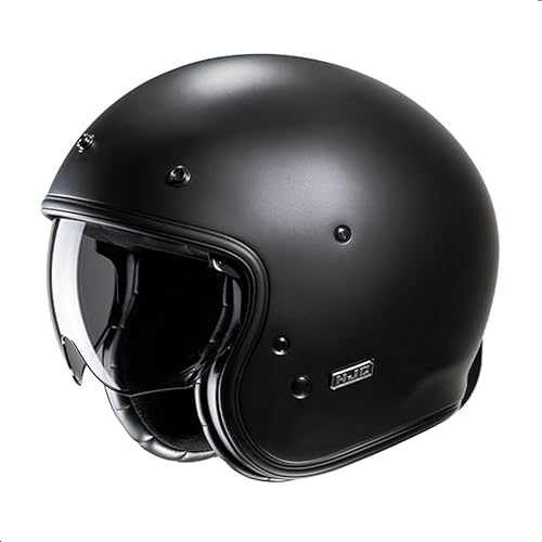 HJC V31 Casco de motocicleta de cara abierta sólida con visera IS-10, aprobado por DOT (negro semi plano, XL)