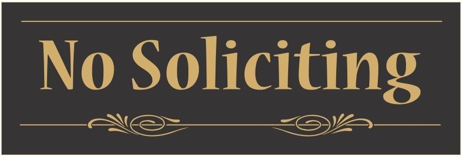 Decorative No Soliciting Sign (Black-Gold) - Large