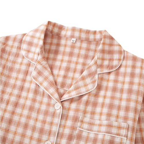 Image of STMAHER Women's 2 Piece Cotton Pajama Sets Long Sleeve Sleepwear Button Down Soft Lightweight Pj Pants Set With Pockets