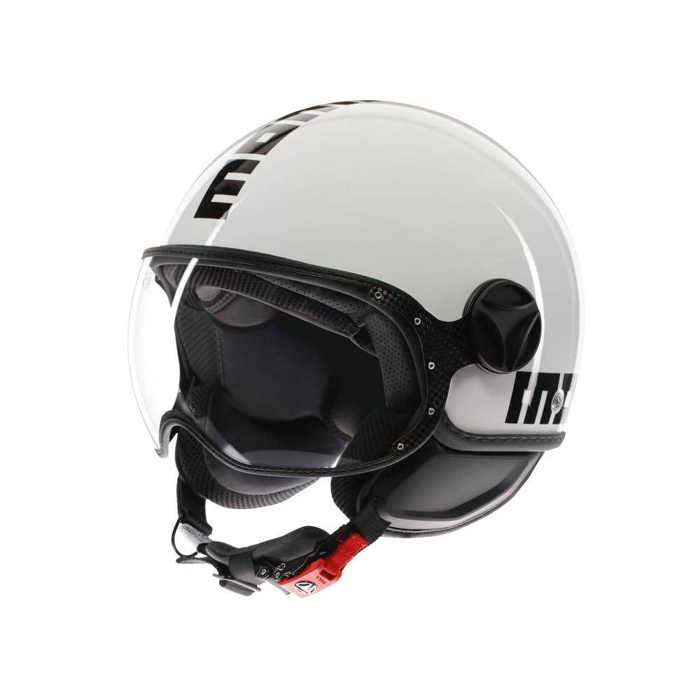 MOMO Design - FGTR CLASSIC E2206, Casco Moto Jet, Casco Jet Homologado ECE, Casco Jet Abierto Scooter, Hombre y Mujer, Ligero con Visera, Blanco Negro, M