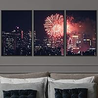 3 Piece Framed Canvas Wall Art City Illuminations Canvas Prints Home Artwork Decoration for Living Room,Bedroom - 16