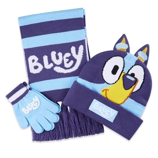 Bluey Set de Bufanda, Gorro y Guantes para Niña - Gorro, Bufanda y Guantes Talla Única, Accesorios Cálidos Invierno