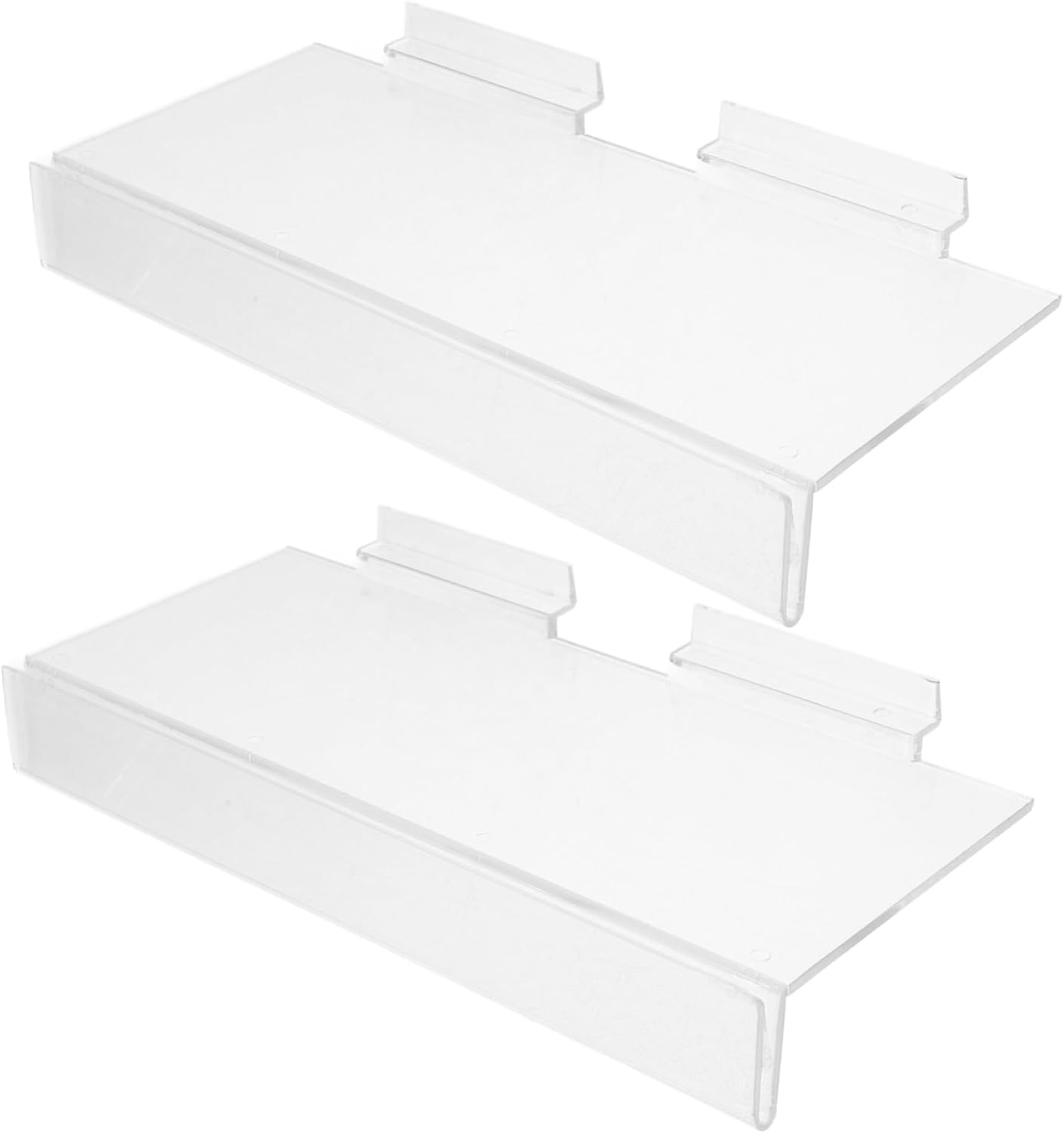 2PCS Adjustable Shoe Display Stand Acrylic Slat Wall Shelf for Retail Stores