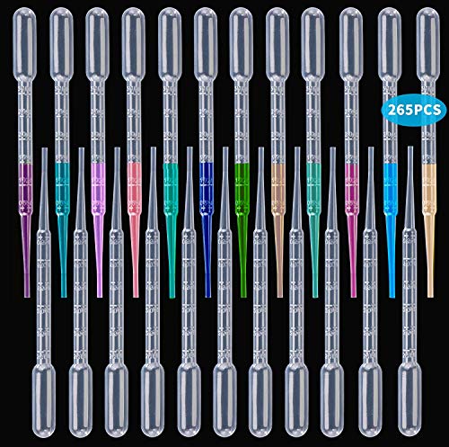 Pealeep 265 Pack 3ML Plastic Disposable Transfer Pipettes - Eye Dropper Set Transfer Graduated Pipettes Calibrated Dropper for Essential Oils & Science Laboratory