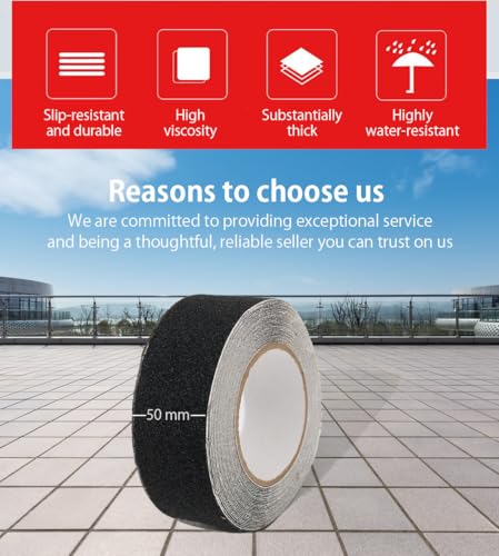 Image of Anti Slip Tape for Stairs | Strong Grip, Waterproof & Heavy Duty | Non-Skid Safety Tape for Home, Steps, Bathroom & Outdoor Floors | 50mm x 5 Meter (Single Roll - Ideal for Small Areas)