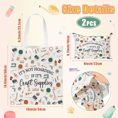 Image of Y1tvei Canvas Bags Gifts, Tote Bag with Makeup Pouch, Birthday Party Favors