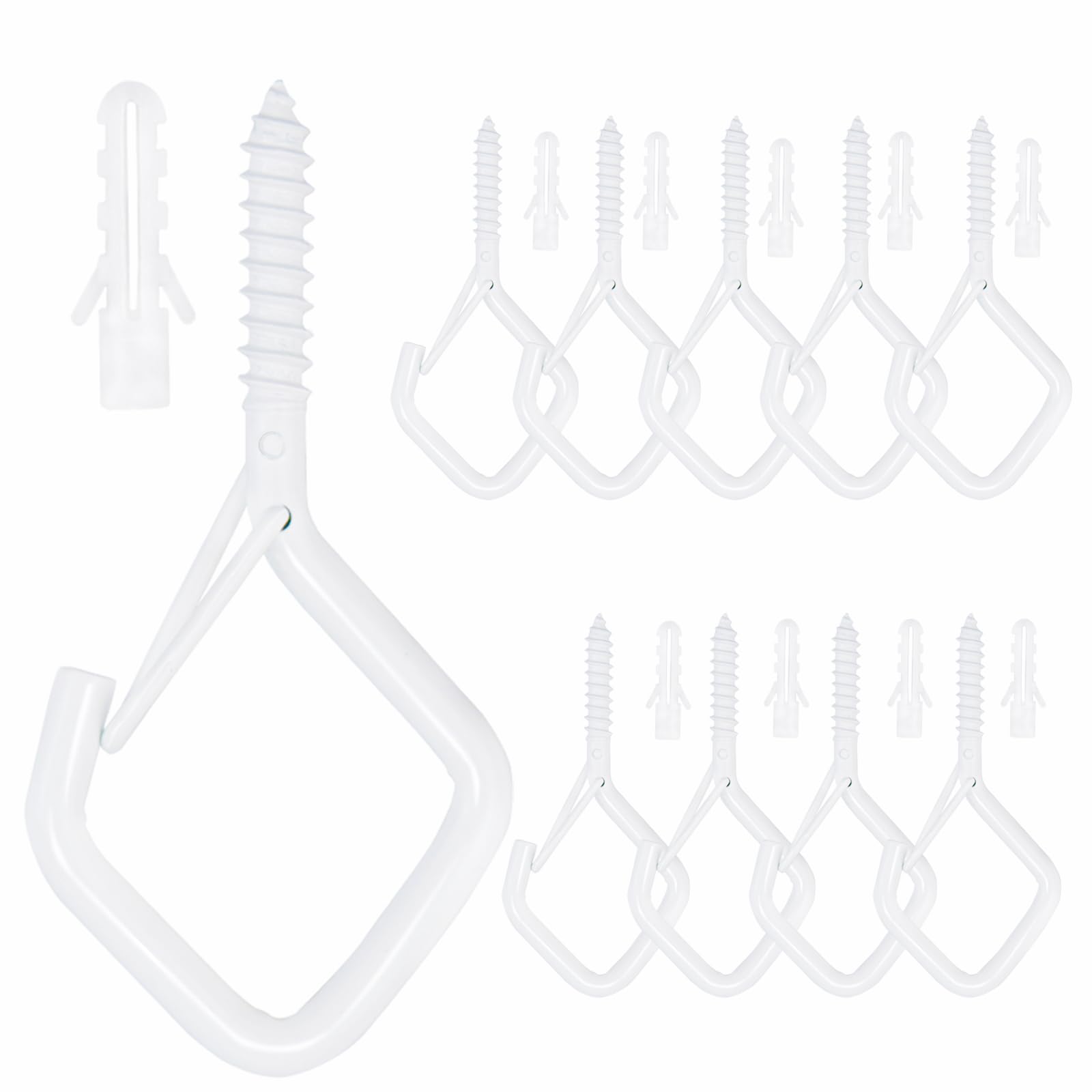10PCS Eye Screw Hooks for Hanging Heavy Duty with Safety Buckle.Metal Ceiling Hooks for Hanging Plants,Cup,Wind Chime,Bird Feeders,christmas String Lights at Indoor&Outdoor,2.36 Inch(No Drill Bit)