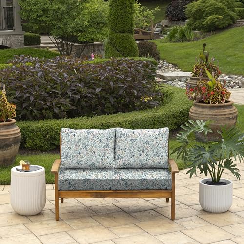 Image of Arden Outdoor Loveseat Cushion Set, 48 x 24, Rain-Proof, Fade Resistant, Cushion Set for Couch, Bench, and Swing Pistachio Botanical
