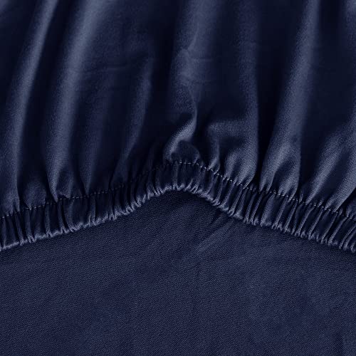 Image of Amazon Basics Dining Chair Covers, Stretch Parson Chair Slipcover, Removable Washable Chair Protector for Home /Restaurant /Banquet, Navy, 6-Pack