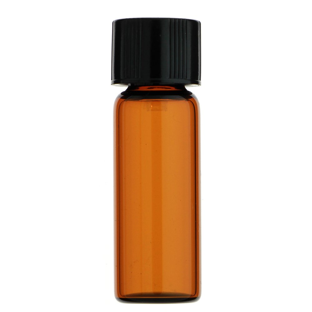 12-Pack 1/2 Dram Amber Vials Tall with Phenolic Black Lined Caps (Oils Perfume Prospecting Hobby Craft)