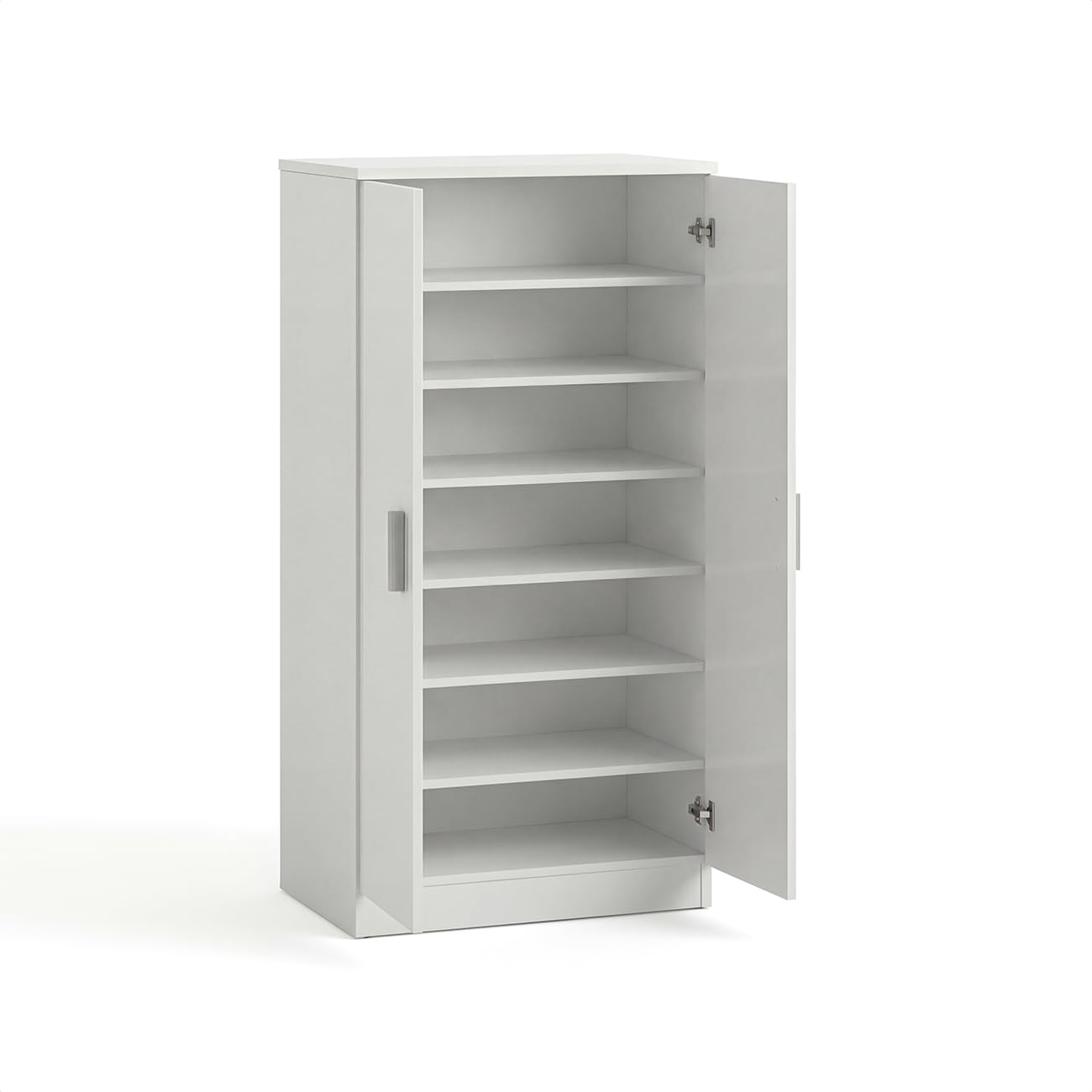duehome | Zapatero Armario, Mueble Auxiliar, Acabado en Blanco Artik, Modelo Liam 55, Medidas: 55 cm (Largo) x 108 cm (Alto) x 36 cm (Fondo) — view 6
