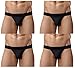 YuKaiChen Men's Stretch Silk Bikini Underwear Briefs Low Rise Black 4 Pack X-Large