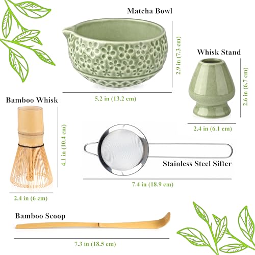 Marce Matcha Whisk Set- Matcha Set includes Matcha Whisk and Bowl, Sifter, Holder and Scoop- The Perfect Bamboo Whisk for Matcha Tea (Molted Green) by Marce - Image 7