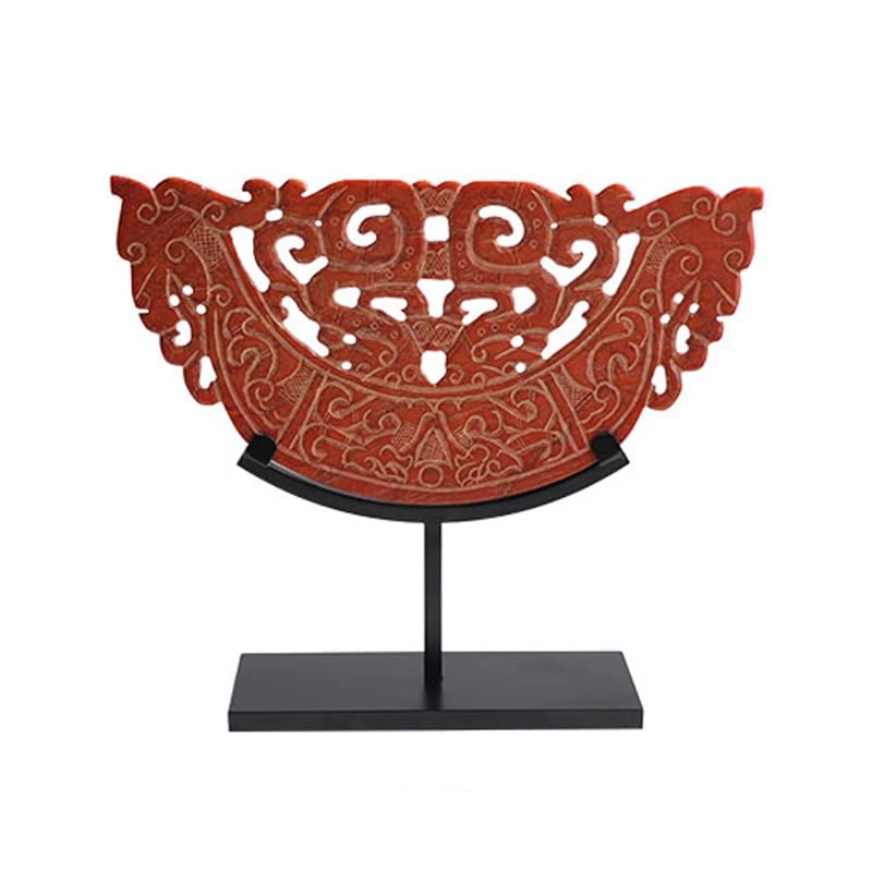 Ornements de Bureau et Sculptures en Jade Rouge pour Salon et Porche
