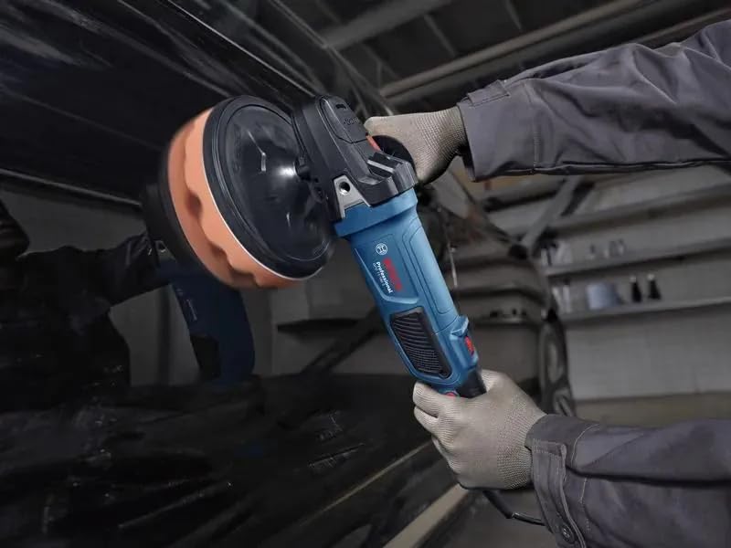 Image of Bosch Professional Polisher GPO 11-180 S, 1100W Corded Electric Buffer, 180mm Pad, 900-3800 RPM Variable Speed Machine for Car Detailing, Vehicle Paint Care, Metal Fabrication & Scratch Removal