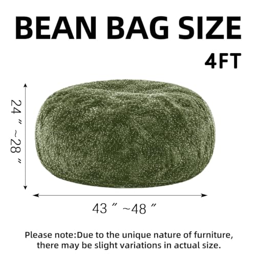 Image of Memory Foam Bean Bag Chair for Adults, 4FT Green Shining