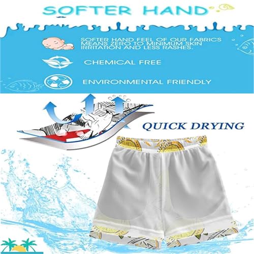 visesunny Summer Boy's Beach Shorts Doodle Yellow Lemon Leaf Quick Dry Swim Trunks Baby Boy Bathing Suit3