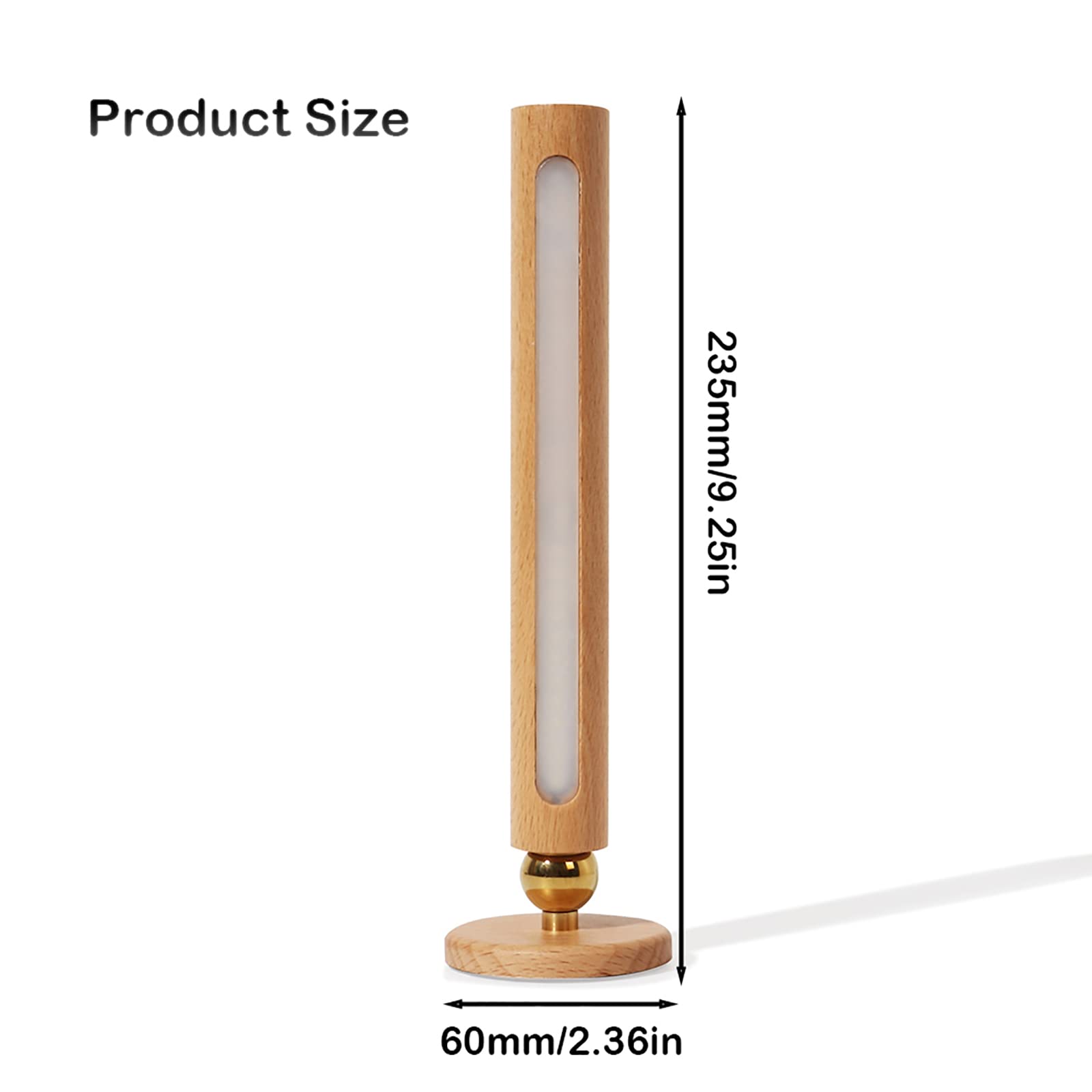 TUNJINSHOU - Lámpara LED de madera giratoria de 360°, magnética, desmontable, regulable, recargable, regulable, para dormitorio, sala de estar, luz nocturna USB (amarillo)